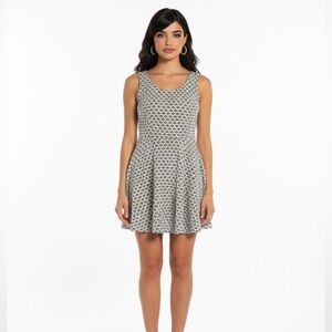 Three Pink Hearts Black & White Floral Lace Mini Dress - Size L